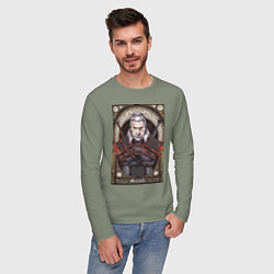 Лонгслив хлопковый мужской The Witcher, Geralt, Ведьмак,, цвет: авокадо — фото 2