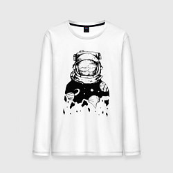 Лонгслив хлопковый мужской Космонавт, цвет: белый