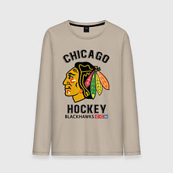 Лонгслив хлопковый мужской CHICAGO BLACKHAWKS NHL, цвет: миндальный