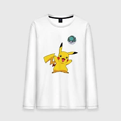 Лонгслив хлопковый мужской Pokemon pikachu 1, цвет: белый