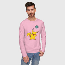 Лонгслив хлопковый мужской Pokemon pikachu 1 цвета светло-розовый — фото 2