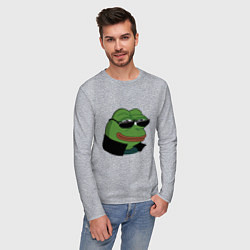 Лонгслив хлопковый мужской Pepe в очках EZ, цвет: меланж — фото 2