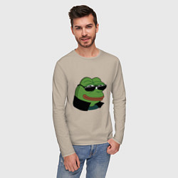 Лонгслив хлопковый мужской Pepe в очках EZ, цвет: миндальный — фото 2