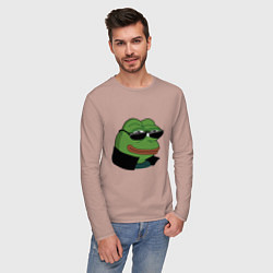 Лонгслив хлопковый мужской Pepe в очках EZ, цвет: пыльно-розовый — фото 2