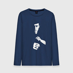 Лонгслив хлопковый мужской Брюс Ли, цвет: тёмно-синий