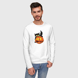 Лонгслив хлопковый мужской Хеллоуин, цвет: белый — фото 2