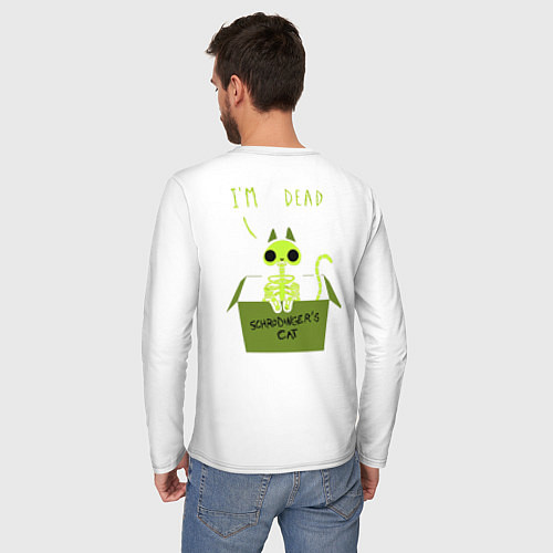 Мужской лонгслив Кот спереди жив, а сзади / Белый – фото 4