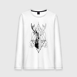 Лонгслив хлопковый мужской Polygonal deer, цвет: белый