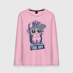 Лонгслив хлопковый мужской Cool monkey, цвет: светло-розовый