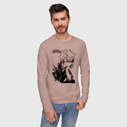 Лонгслив хлопковый мужской Моя геройская академия, цвет: пыльно-розовый — фото 2