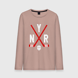 Лонгслив хлопковый мужской New York Rangers, цвет: пыльно-розовый