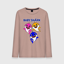 Лонгслив хлопковый мужской Baby Shark, цвет: пыльно-розовый