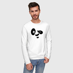 Лонгслив хлопковый мужской Панда цвета белый — фото 2
