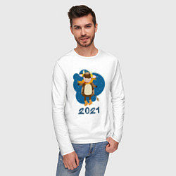 Лонгслив хлопковый мужской Год быка 2021, цвет: белый — фото 2