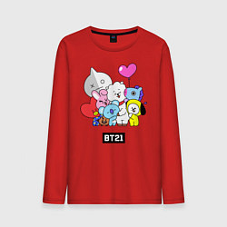 Лонгслив хлопковый мужской BT21, цвет: красный