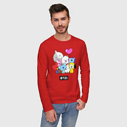 Лонгслив хлопковый мужской BT21, цвет: красный — фото 2