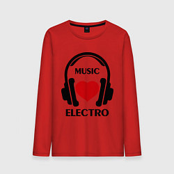 Лонгслив хлопковый мужской Electro Music is Love, цвет: красный
