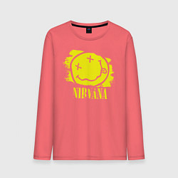 Лонгслив хлопковый мужской Nirvana Smile, цвет: коралловый