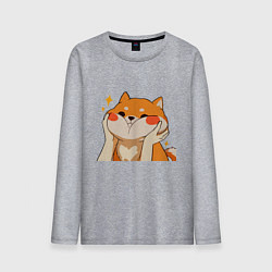 Лонгслив хлопковый мужской Сиба Ину Милые Щечки, цвет: меланж