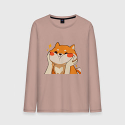 Лонгслив хлопковый мужской Сиба Ину Милые Щечки, цвет: пыльно-розовый