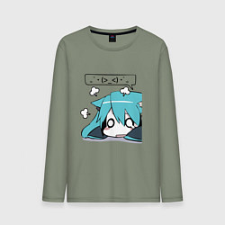Лонгслив хлопковый мужской Грусть, цвет: авокадо