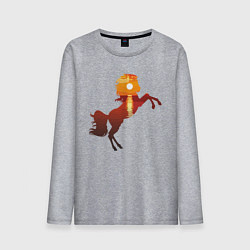 Лонгслив хлопковый мужской Конь-закат, цвет: меланж
