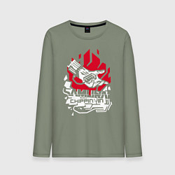 Лонгслив хлопковый мужской Cyberpunk 2077 SAMURAI, цвет: авокадо