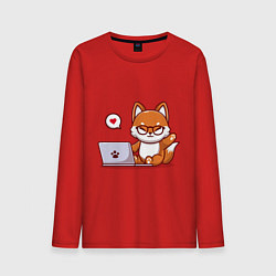 Мужской лонгслив Cute fox and laptop