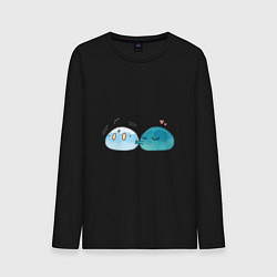 Лонгслив хлопковый мужской Милые слаймы, цвет: черный