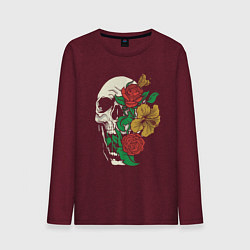 Мужской лонгслив Floral Roses Skull