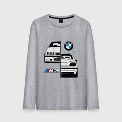 Лонгслив хлопковый мужской BMW M3 E 36 БМВ М3 E 36, цвет: меланж