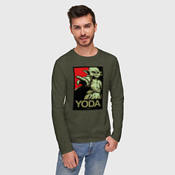 Лонгслив хлопковый мужской Yoda Jedi Master, цвет: меланж-хаки — фото 2