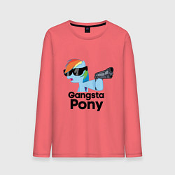 Лонгслив хлопковый мужской Gangsta pony, цвет: коралловый