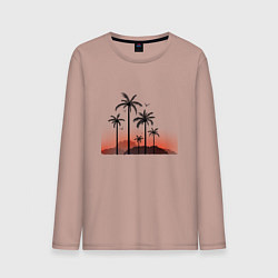 Лонгслив хлопковый мужской Palm tree, цвет: пыльно-розовый