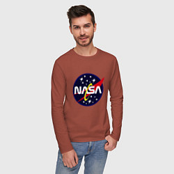 Лонгслив хлопковый мужской Space NASA цвета кирпичный — фото 2