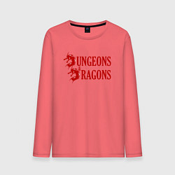 Лонгслив хлопковый мужской Dungeons and Dragons Драконы, цвет: коралловый
