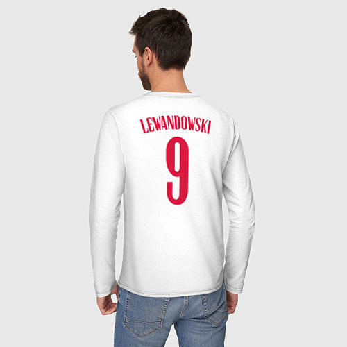 Мужской лонгслив Lewandowski 9 / Белый – фото 4