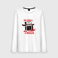 Лонгслив хлопковый мужской My Grill My Rules, цвет: белый