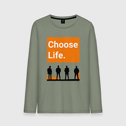 Лонгслив хлопковый мужской Choose Life, цвет: авокадо