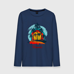 Лонгслив хлопковый мужской Гавайи, цвет: тёмно-синий