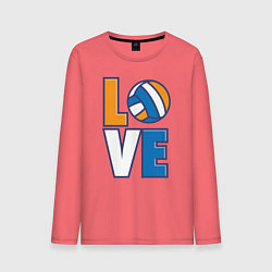 Лонгслив хлопковый мужской Love Volleyball, цвет: коралловый