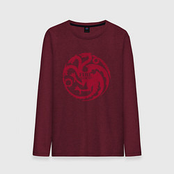 Лонгслив хлопковый мужской Logo Targaryen Quotes цвета меланж-бордовый — фото 1