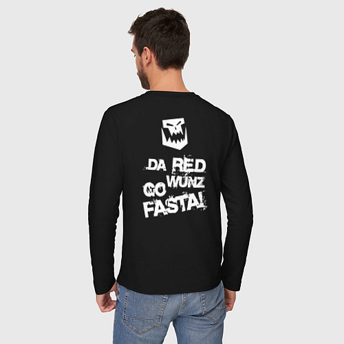 Мужской лонгслив Только красное ездит быстро / Черный – фото 4