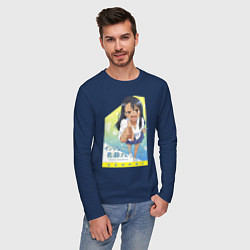 Лонгслив хлопковый мужской Nagoroto Senpai, цвет: тёмно-синий — фото 2