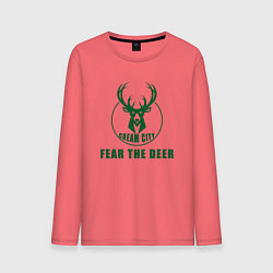Лонгслив хлопковый мужской Fear The Deer, цвет: коралловый