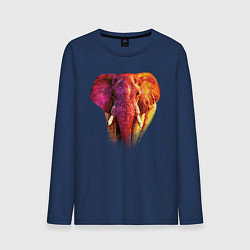 Лонгслив хлопковый мужской Слон акварельный, цвет: тёмно-синий