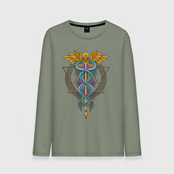 Лонгслив хлопковый мужской Кадуцей, цвет: авокадо