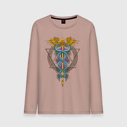 Лонгслив хлопковый мужской Кадуцей, цвет: пыльно-розовый