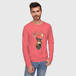 Лонгслив хлопковый мужской Осенний страж, цвет: коралловый — фото 2
