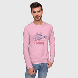Лонгслив хлопковый мужской Лучший рыболовный клуб, цвет: светло-розовый — фото 2